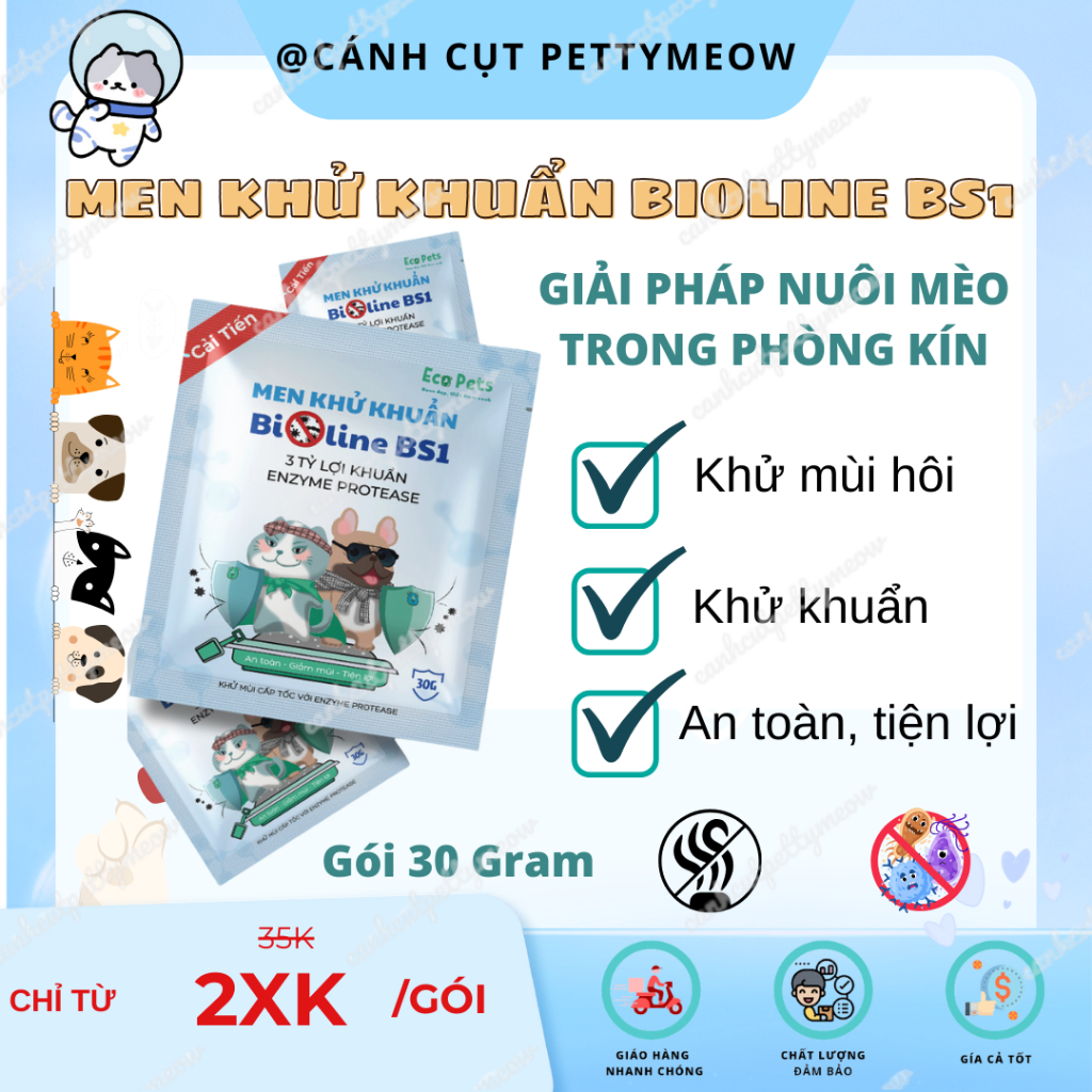 Men khử khuẩn vệ sinh cho cát - MEN KHỬ KHUẨN BIOLINE BS1 - diệt khuẩn, diệt mầm bệnh, mùi hôi phân