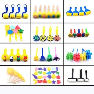 Bộ cọ mút xốp cán gỗ dùng vẽ tranh - Set cọ bọt biển diy