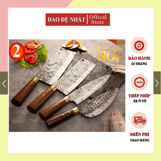 Dao bộ 4 dao nhà bếp cao cấp làm từ nhíp xe ô tô chuyên chặt xương chặt gà vịt thái thịt siêu sắc bén chống sứt mẻ