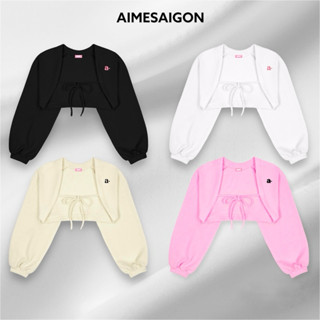 Áo Khoác Cardigan Nữ Có Dây Buộc Chất Thun Gân AIMESAIGON Jacket Top Women