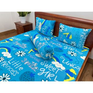 Ga giường drap thun Hàn Quốc 3D cao cấp (bộ 4 món gồm 1 ga, 2 vỏ gối nằm, 1 vỏ gối ôm)