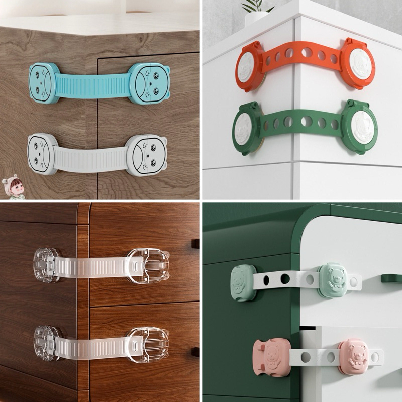 [LM] Dây Đai Khoá Cài Tủ Lạnh, Tủ Đồ, Ngăn Kéo, Hộc Bàn Hình Gấu An Toàn Cho Bé