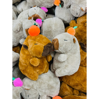 Gấu bông, thú nhồi bông Capybara đội trái cam,Hàng Cao Cấp,mềm mại,kích thước 22cm