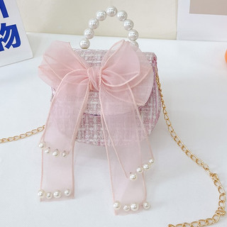 Túi Đeo Xách Tay CHo Bé Chất Dạ Xinh Xắn Dễ Thương Đính Kèm Nơ Siêu Sang Chảnh