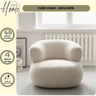 Cube chair - ghế nail - sofa đơn lông cừu