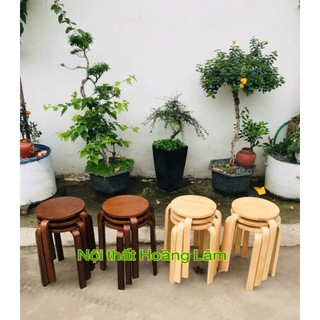 Ghế tròn xếp gọn gỗ cao su tự nhiên ( HOẢ TỐC 1 GIỜ)