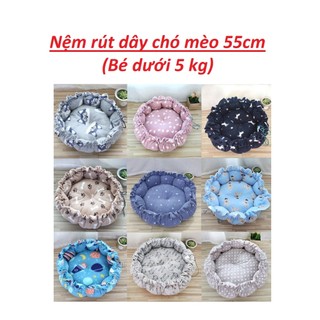 Đệm Tròn Rút Dây Cho Chó Mèo Size 55cm - Nệm Ngủ Vải Nỉ Nhồi Bông Ấm Áp Nhiều Màu Sắc 
