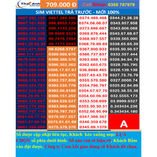 SIM VIETTEL ĐẸP TRẢ TRƯỚC - CHỌN SỐ - NGHE GỌI, 4G, TOÀN QUỐC, GÓI CƯỚC TOMATO VÀ CÓ KÈM GÓI 4G HẤP DẪN