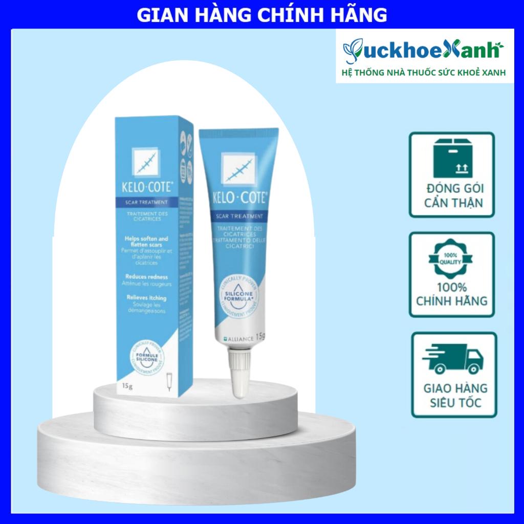 Kelo Cote - Kem Sẹo Lồi, Sẹo Phẫu Thuật, Sau Thẩm Mỹ, Giảm Thâm sẹo lâu năm 6g/15g