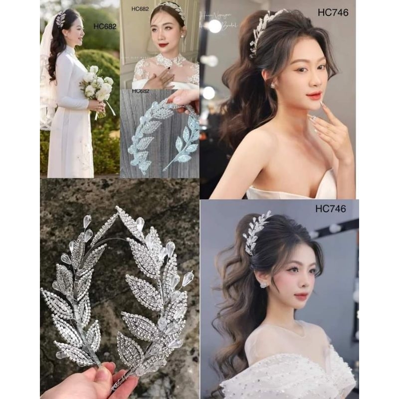 Cài tóc cô dâu xinh, bờm cài đá