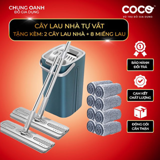  Bộ Cây Lau Nhà Tự Vắt Xoay 360 Độ Cao Cấp Kèm 2 Chổi Lau 8 Bông Lau 
