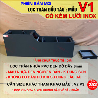V1 - LỌC TRÀN ĐẦU TÀU NHỰA PVC ĐEN CÓ LƯỚI INOX CHO BỂ CÁ