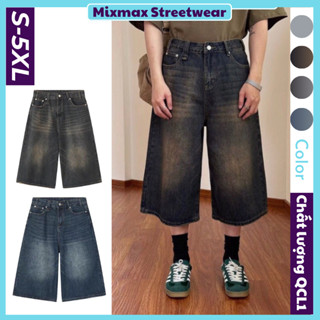[SẴN HỎATỐC+ẢNH THẬT-CÓ BIG SIZE] Quần đùi lửng baggy short jean denim CAPRI PANTS dài qua gối wash vân màu retro hiphop