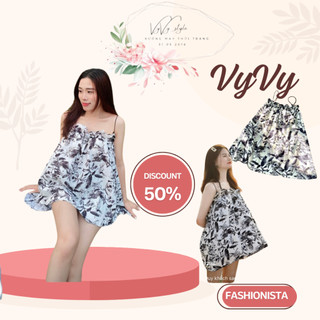 Áo Babydoll Kiểu 2 Dây Tiểu Thư, Áo Hai Dây Sơi Bún Ngực Bo Chun Dáng Xòe
