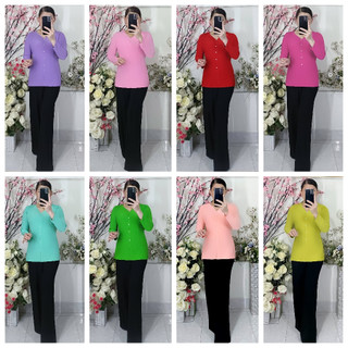Bộ Lẻ_AM2 (Áo Bà Ba Màu Trơn + Quần Đen Ống Rộng)