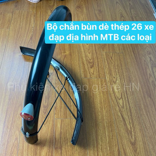 Chắn bùn dè bu thép cho xe đạp thể thao bánh size 26inch lốp to hàng Cao Cấp tặng kèm ốc và đèn phản quang sau