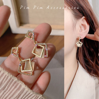 Bông tai nữ dáng thả mặt đá khuyên tai thời trang cá tính đẹp phụ kiện trang sức