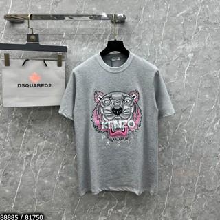 Áo Thun nam Kenz cao cấp màu xám chất cotton họa tiết thêu logo sắc nét
