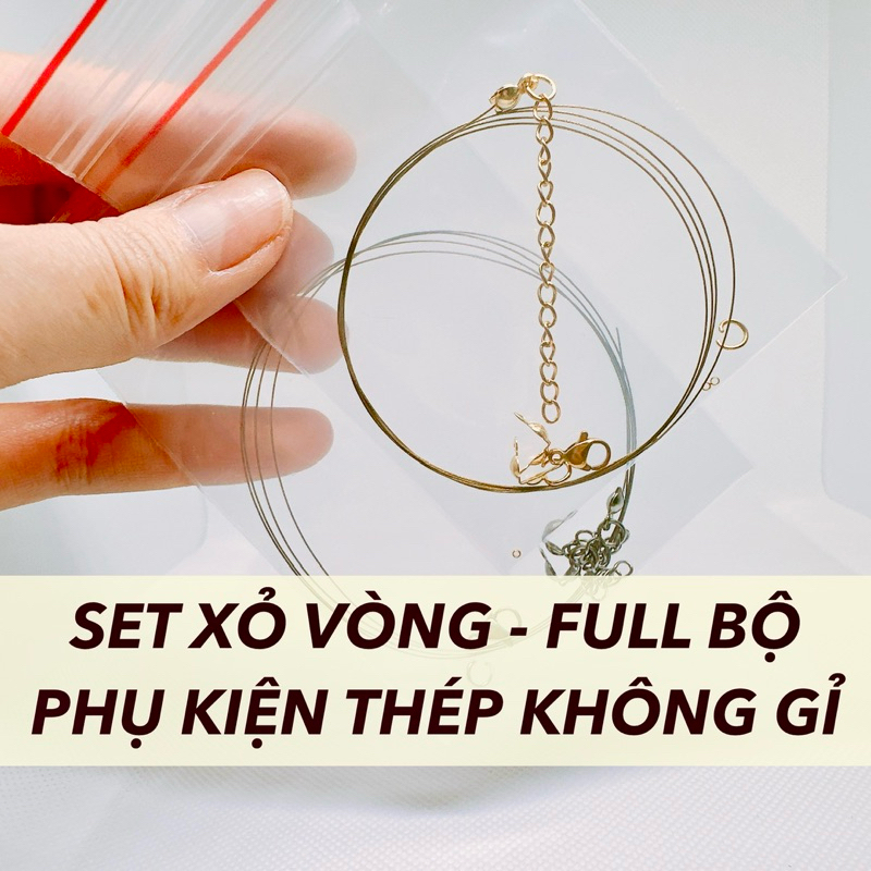 Set xỏ vòng FULL BỘ [THÉP KHÔNG GỈ-TITAN] phụ kiện làm vòng cổ/ vòng tay/ dây đeo đt/ móc khoá Handmade DIY
