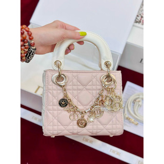 Túi quai xách siêu sang chảnh Đi ò tiểu thư charm bản màu hồng phấn ngọt ngào sz 18 w566-18