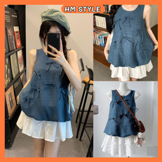 Set áo bồng dáng bí đính nhiều nơ kèm chân váy xoè xếp ly, set bộ đồ nữ tiểu thư dễ thương mặc đi tiệc đi chơi HB963