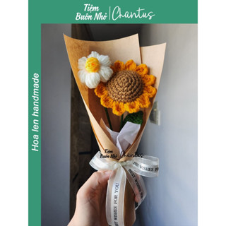 (Ảnh thật) Bó hoa len handmade hoa hướng dương và hoa sáu cánh - Tiệm buôn nhỏ