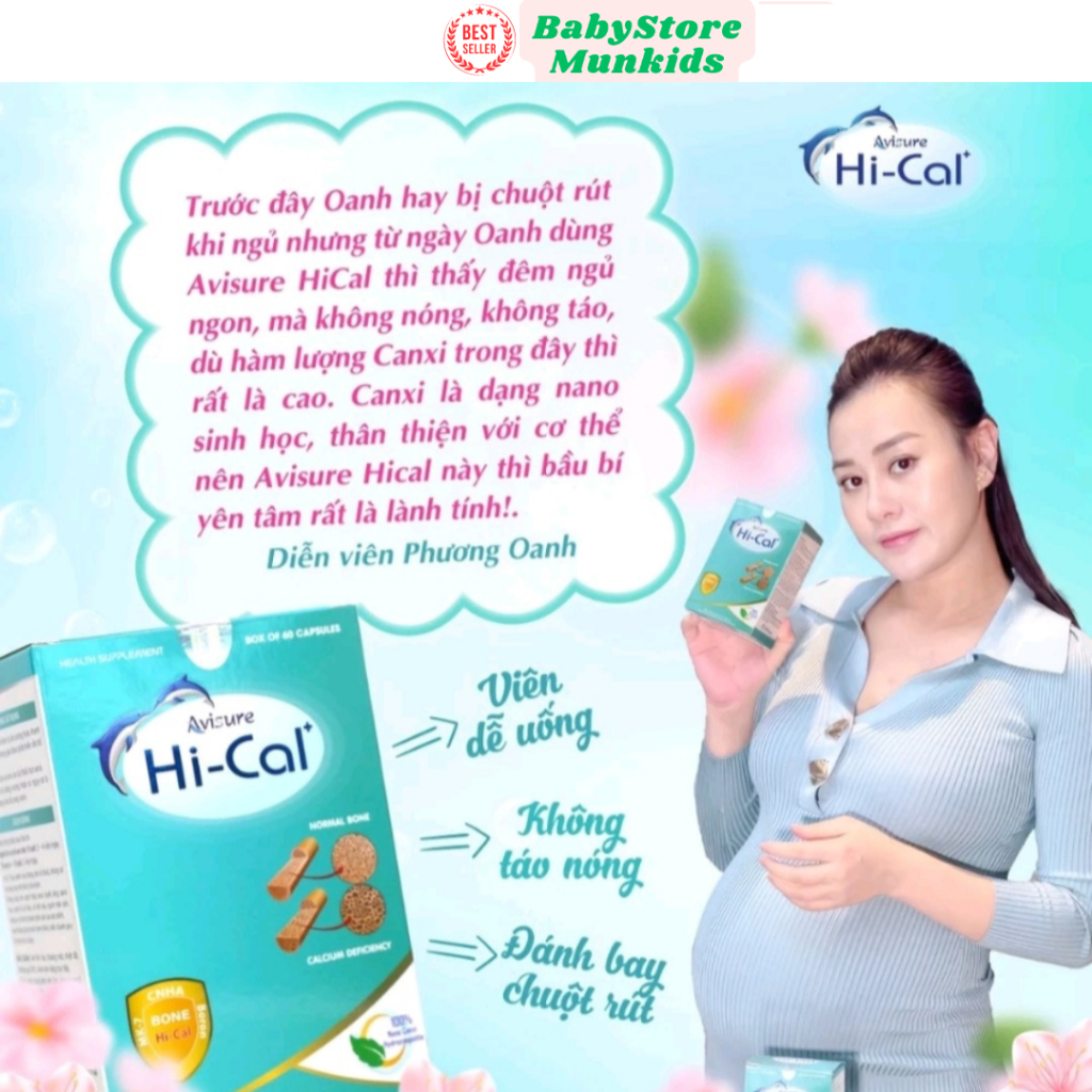 Canxi cho bà bầu Hical Avisure canxi nano sinh học cho phụ nữ mang thai, cho con bú hộp 60 viên