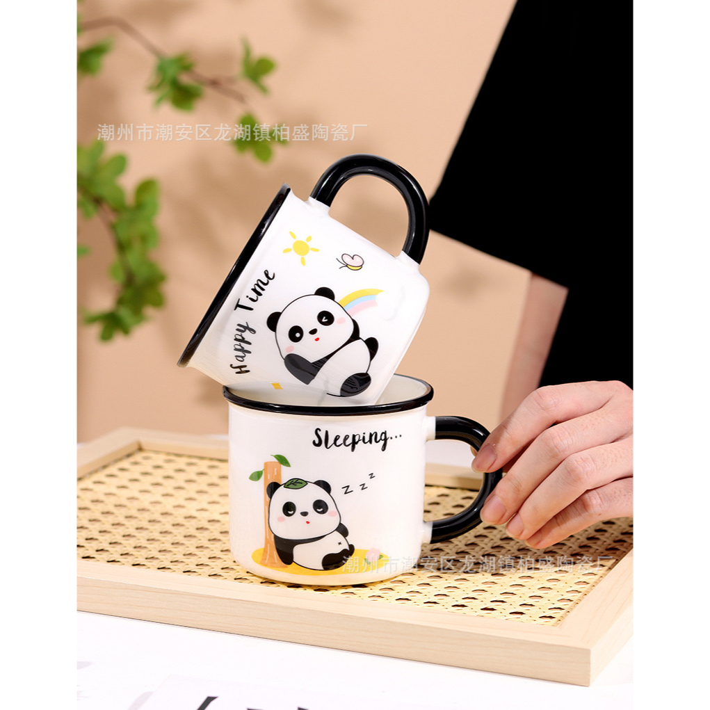 Ly sứ, tách sứ, ly cafe, ly decor 280 ml bằng sứ hoạ tiết PANDA rất dễ thương. GIAO NGẪU NHIÊN
