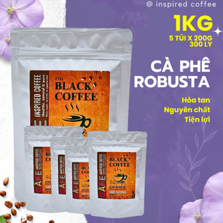 1Kg Cafe đen hòa tan nguyên chất Black Coffee, bột cà phê hòa tan 100% Robusta
