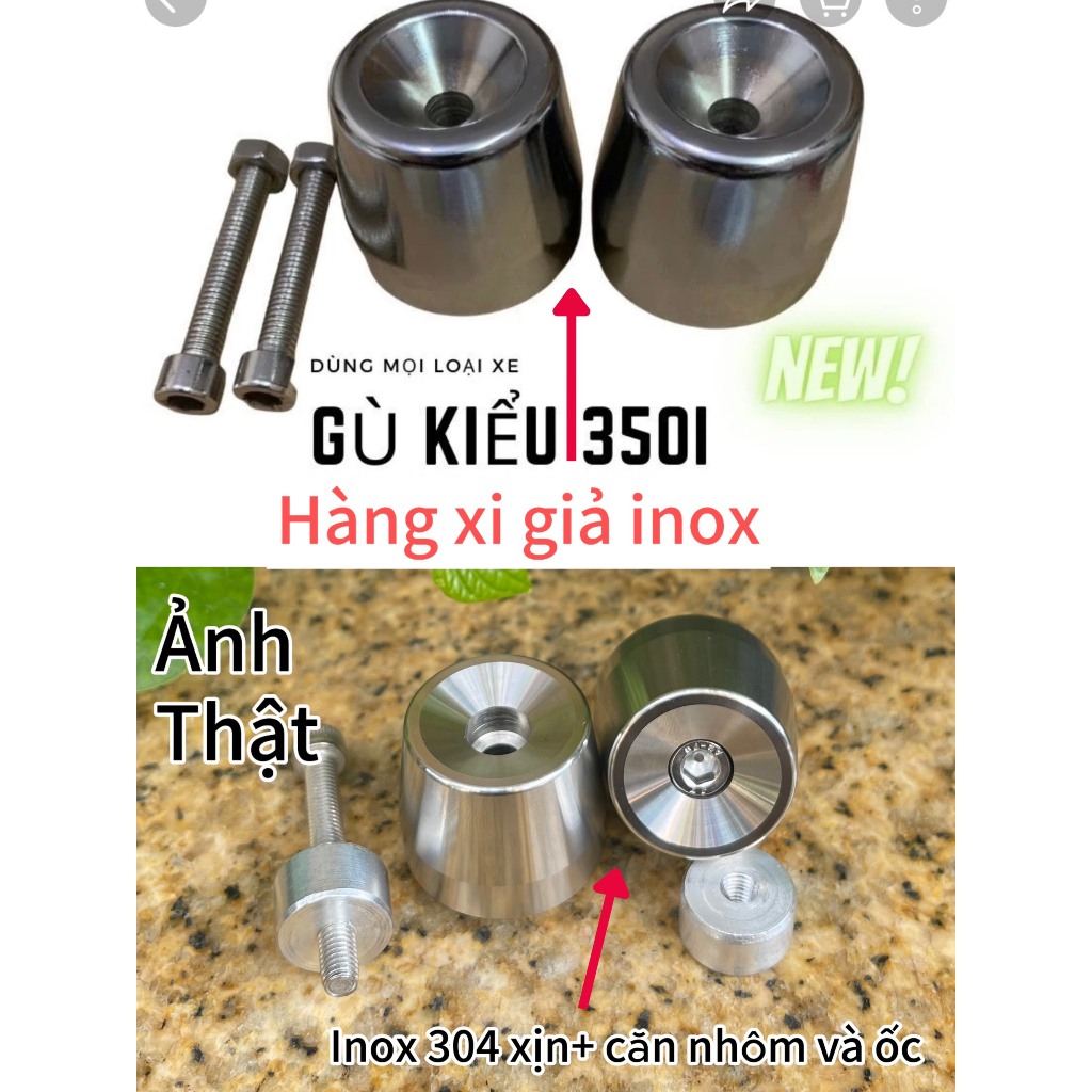 Gù chống rung tay lái kiểu sh 300i inox 304 chính hãng nặng 0,5kg <giá 1 đôi>