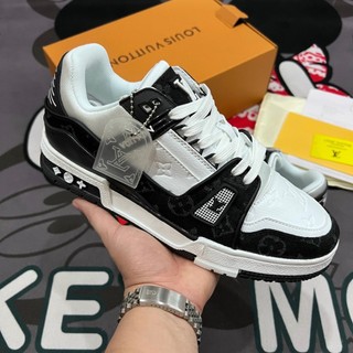  Giày LV Trainer Nam Nữ Giầy Louis Vuitton Black White bản Trung Full phụ kiện 