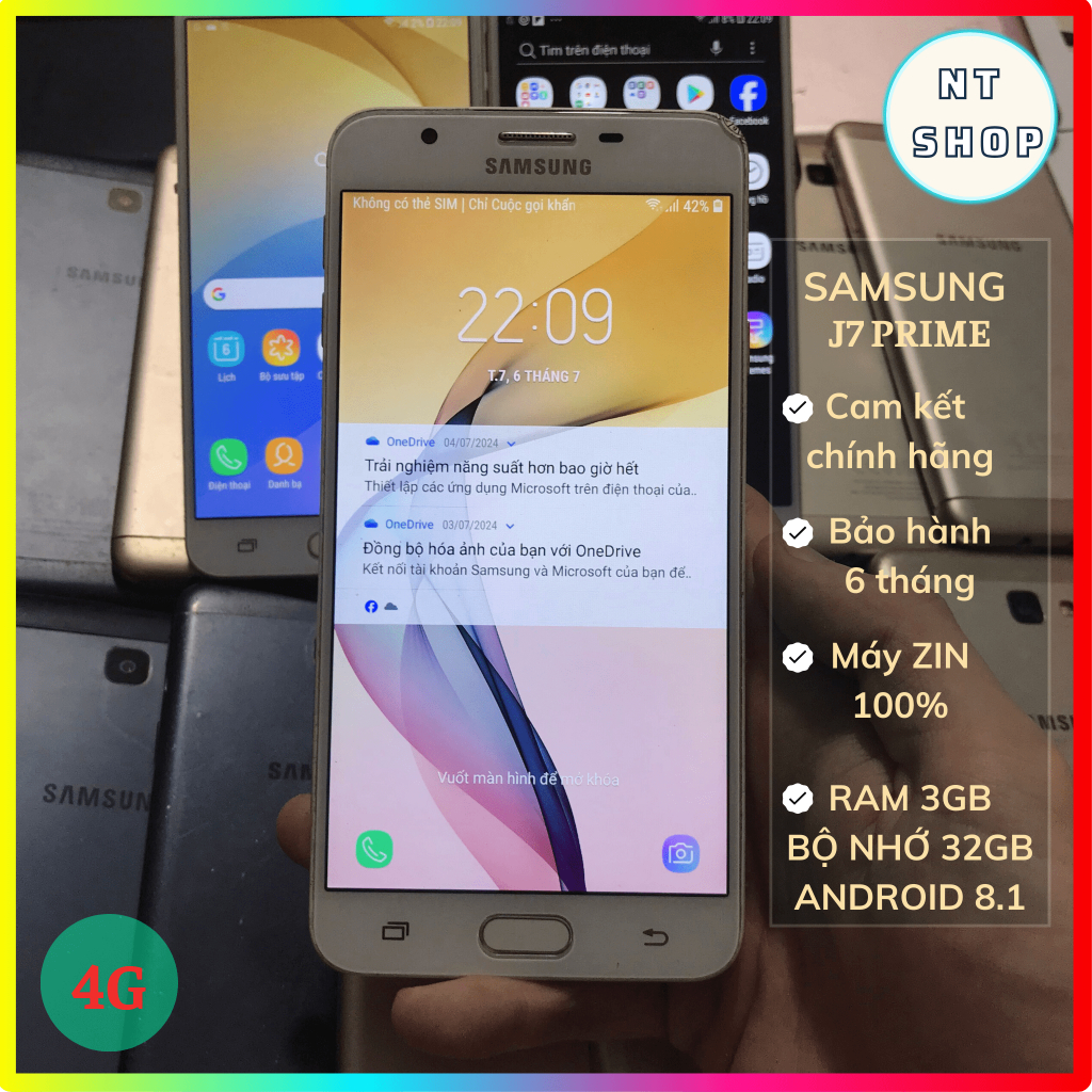 Điện thoại cũ Samsung J7 prime chính hãng bảo hành 6 tháng có 2 sim 4G, máy zin 100% giá tốt nhất th