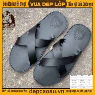 Dép 2 quai chéo màu đen (quai dép nhỏ) VUA DÉP LỐP
