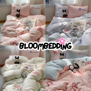 Bộ Chăn Ga Gối Cotton Đũi Dệt Nơ Nổi 4 Món Mềm Mịn - BLOOM BEDDING - Đủ kích thước đệm