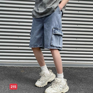 Quần short jean nam màu xanh thêu logo chất bò - quần short demin ngắn nam co giãn thời trang cao cấp Pn_shop90 ms203