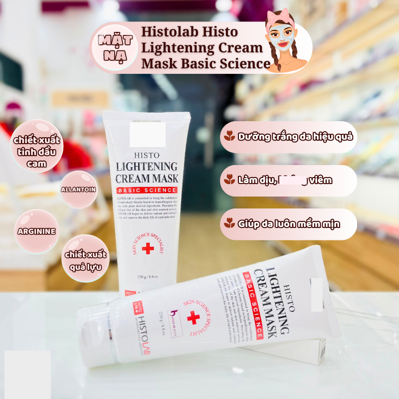 Mặt Nạ HISTOLAB Lightening Cream Mask Ủ Trắng Dưỡng Trắng Sáng Da Dạng Kem Sinh Học 250g, Giảm Thâm Nám