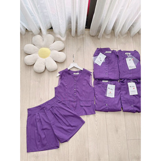 Set nữ tím 2 lớp mix quần li