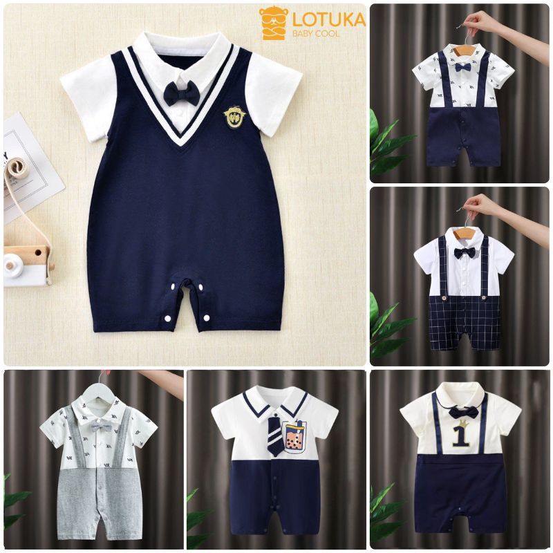 [Vải CAO CẤP] Body Công Tử Cộc Tay chất Cotton Mềm Mịn mẫu Body cho Bé Trai Bé Gái Dễ Thương từ 0 đến 12 tháng