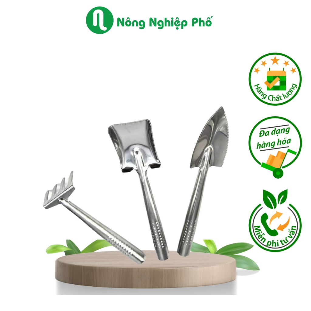 Bộ 3 dụng cụ làm vườn Inox Nông Nghiệp Phố - Nông Nghiệp Phố