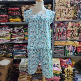 Đồ bộ lửng mặc nhà in hoa tay áo cánh tiên dễ thương, xinh xắn