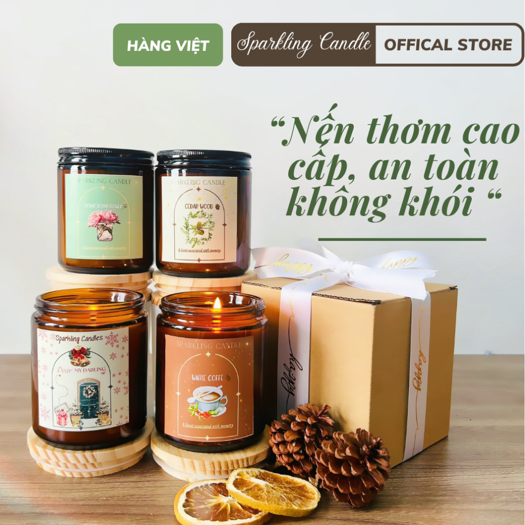 Nến Thơm Cao Cấp Sparkling Candle Thư Giãn An Toàn Không Khói Decor Phòng