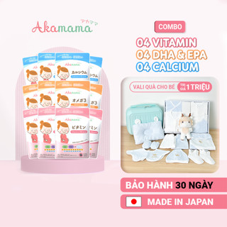 Combo 4 vitamin + 4 dha + 4 canxi cho bà bầu akamama, nhật bản