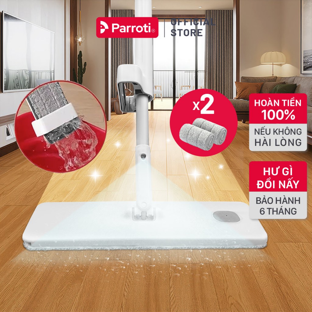 Cây lau nhà phun sương tự vắt, 3 tính năng trong 1 Parroti Simple SP02