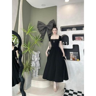 ĐẦM MIDI CỔ PHỐI THUN TĂM