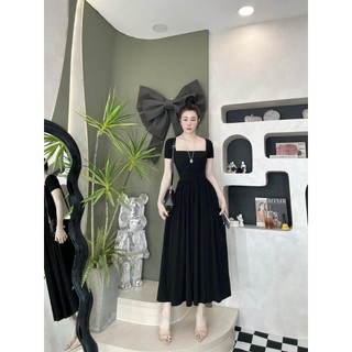 ĐẦM MIDI CỔ PHỐI THUN TĂM