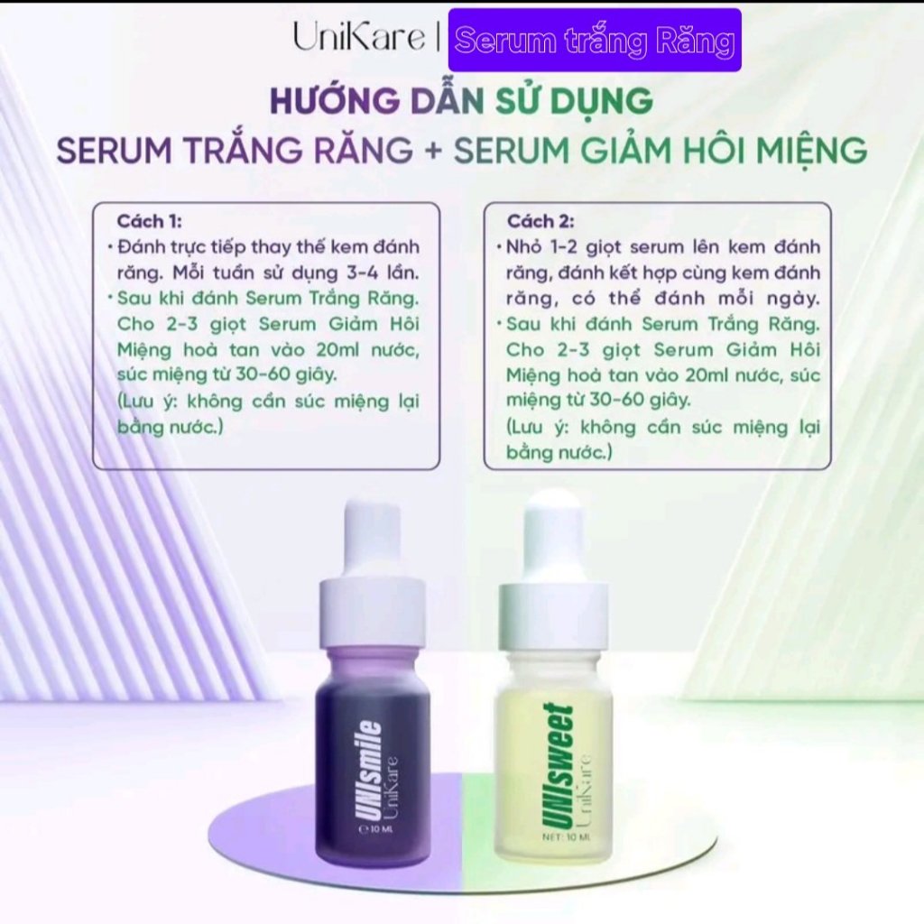 Combo chăm sóc răng miệng, serum trắng răng UNISMILE  serum khử hôi miệng, thơm miệng UNISWEET 10ml
