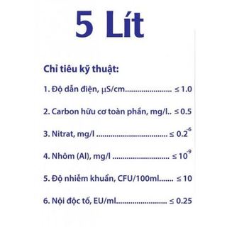 Nước Cất 1 Lần, 2 Lần Vô Khuẩn Can 5 Lít