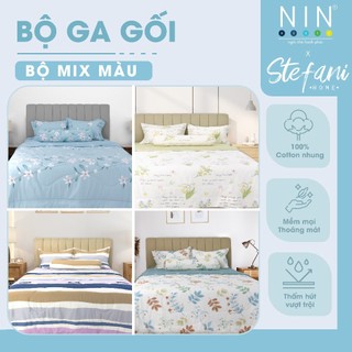Bộ ga gối NIN Stefani nhiều kích cỡ (Không kèm mền), bộ drap bo chun nhiều màu sắc