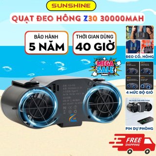 Quạt đeo hông Z10 đeo cổ mini pin siêu trâu 25000 mAh quạt đeo thắt lưng quạt kẹp tích điện