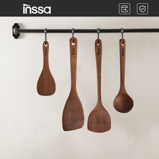INSSA Bộ thìa gỗ gia dụng muỗng, muôi súp, thìa chéo, thìa cơm, chuyên dụng cho chảo chống dính, chịu nhiệt độc CFLL004